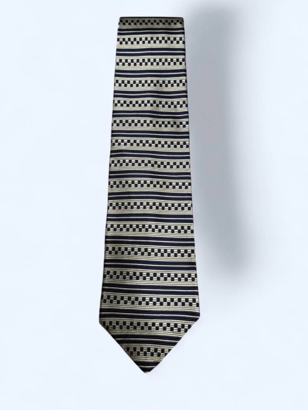 Pierre Balmain Blue and Cream Geometric‎ Stripe Tie